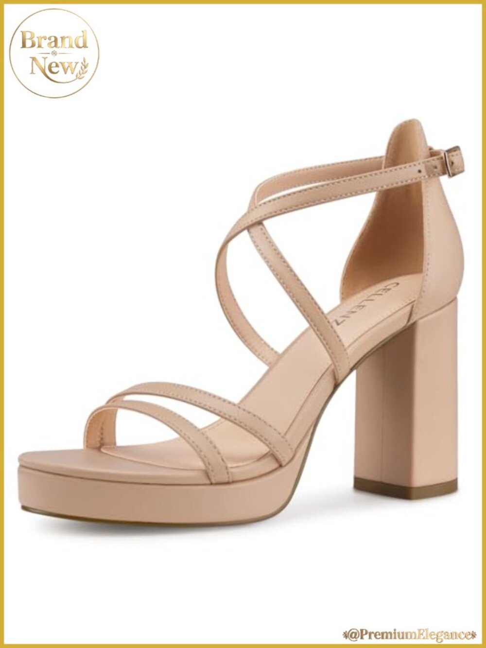 Women's Strappy Platform Heels 3.4 Inch Comfort Block High Heels